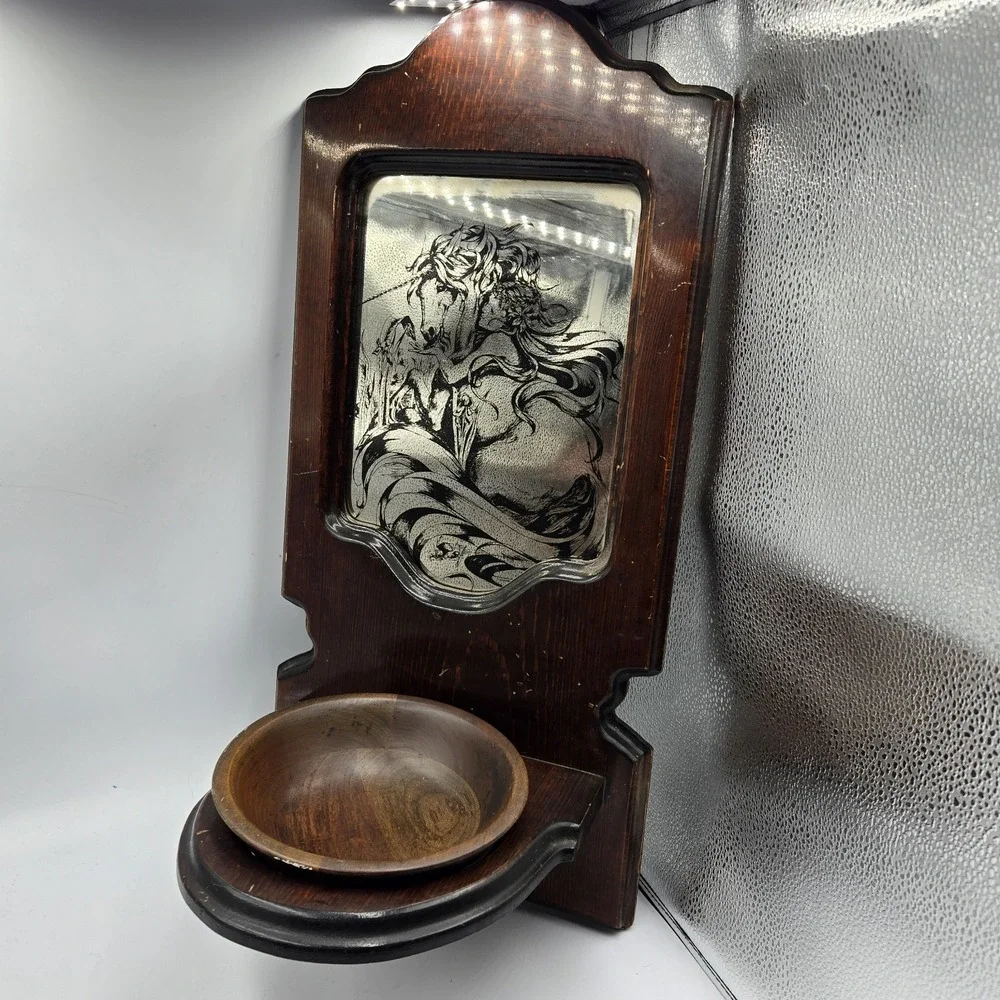 Unicorn Fairy Wooden Mirror Wall Decor Entry Key Drop Unique Vintage Country